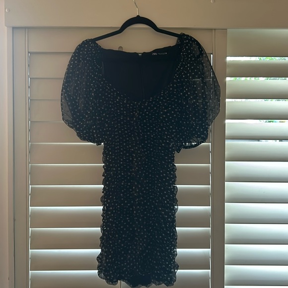 Polka dot ruched mini dress - Picture 1 of 4